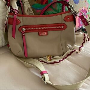 Coach Tan and Pink Crossbody Bag
